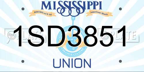 1SD3851 Mississippi License Plate