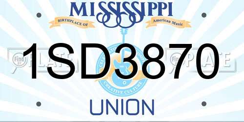 1SD3870 Mississippi License Plate