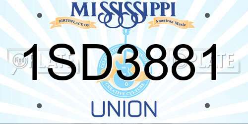 1SD3881 Mississippi License Plate