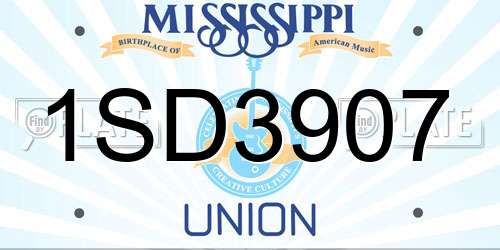 1SD3907 Mississippi License Plate