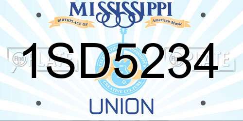 1SD5234 Mississippi License Plate