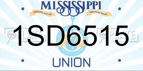 1SD6515 Mississippi License Plate