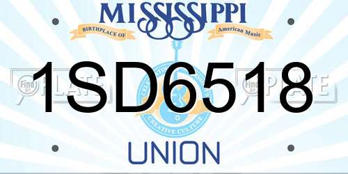 1SD6518 Mississippi License Plate