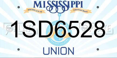1SD6528 Mississippi License Plate