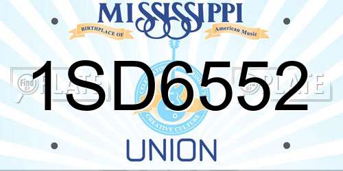 1SD6552 Mississippi License Plate