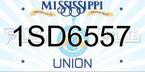 1SD6557 Mississippi License Plate