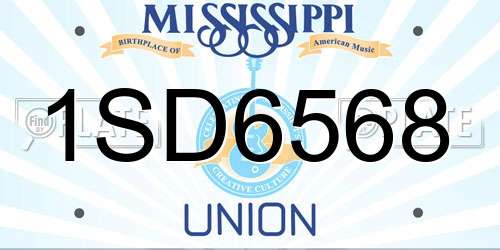 1SD6568 Mississippi License Plate