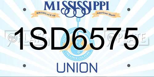 1SD6575 Mississippi License Plate