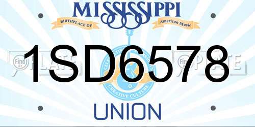 1SD6578 Mississippi License Plate