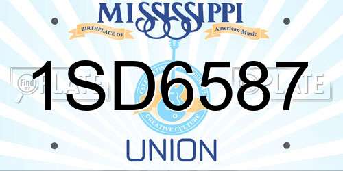 1SD6587 Mississippi License Plate