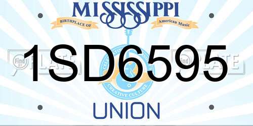1SD6595 Mississippi License Plate