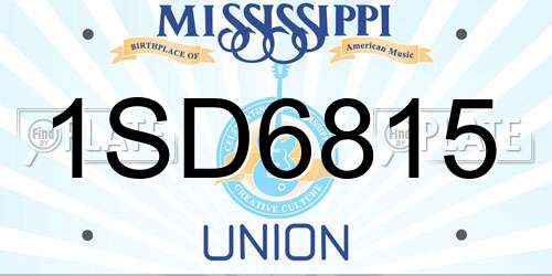 1SD6815 Mississippi License Plate