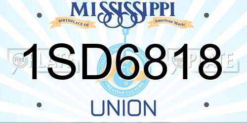 1SD6818 Mississippi License Plate