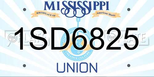 1SD6825 Mississippi License Plate