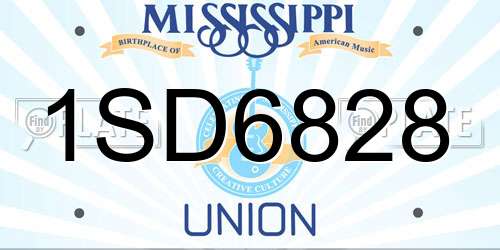 1SD6828 Mississippi License Plate