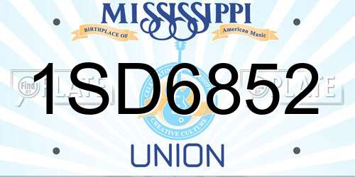 1SD6852 Mississippi License Plate