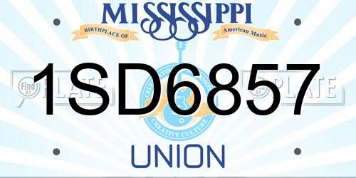 1SD6857 Mississippi License Plate