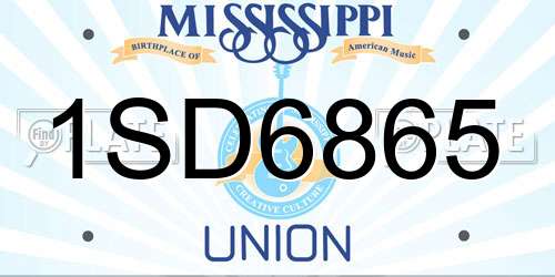 1SD6865 Mississippi License Plate