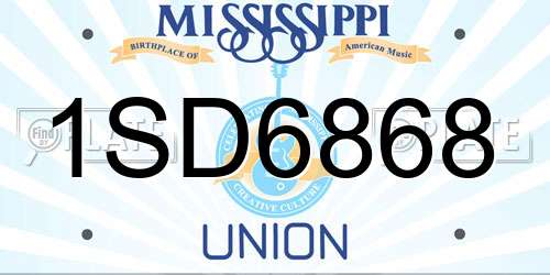 1SD6868 Mississippi License Plate