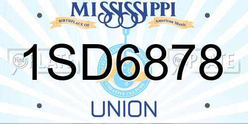 1SD6878 Mississippi License Plate