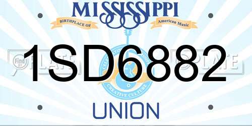 1SD6882 Mississippi License Plate