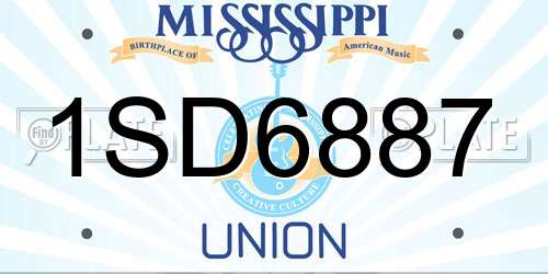 1SD6887 Mississippi License Plate