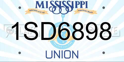 1SD6898 Mississippi License Plate