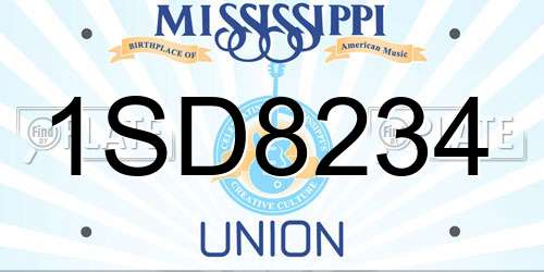 1SD8234 Mississippi License Plate