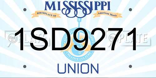 1SD9271 Mississippi License Plate