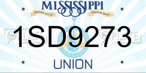 1SD9273 Mississippi License Plate