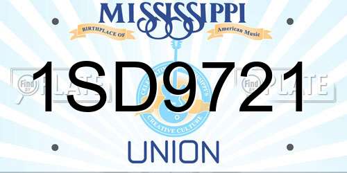 1SD9721 Mississippi License Plate