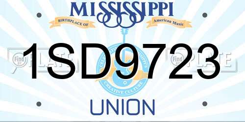 1SD9723 Mississippi License Plate