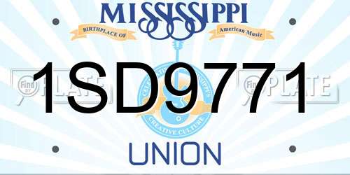1SD9771 Mississippi License Plate