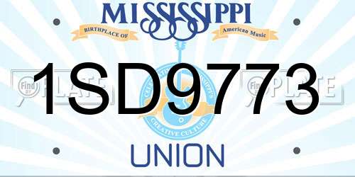 1SD9773 Mississippi License Plate