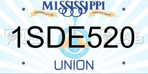 1SDE520 Mississippi License Plate