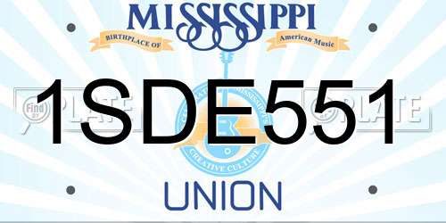 1SDE551 Mississippi License Plate