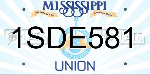 1SDE581 Mississippi License Plate
