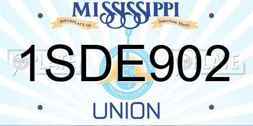 1SDE902 Mississippi License Plate
