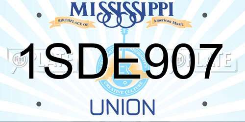1SDE907 Mississippi License Plate