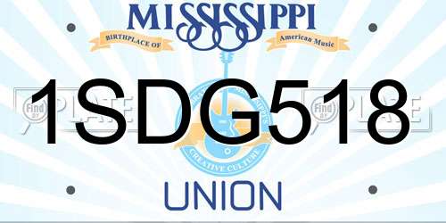 1SDG518 Mississippi License Plate