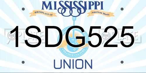 1SDG525 Mississippi License Plate