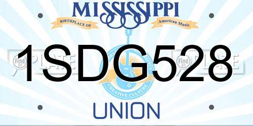 1SDG528 Mississippi License Plate