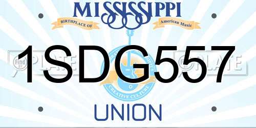 1SDG557 Mississippi License Plate