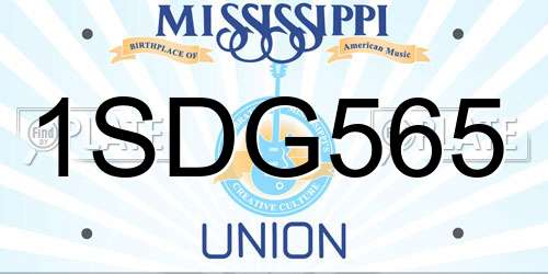 1SDG565 Mississippi License Plate