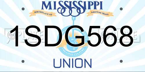 1SDG568 Mississippi License Plate