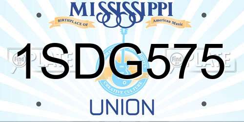 1SDG575 Mississippi License Plate