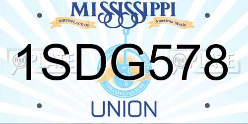 1SDG578 Mississippi License Plate