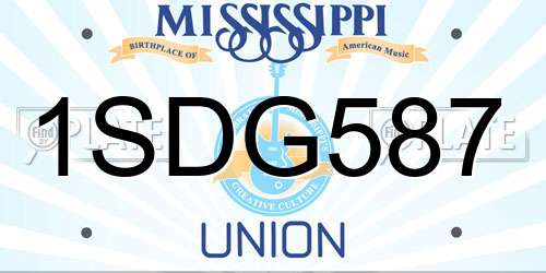 1SDG587 Mississippi License Plate