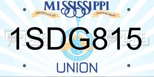 1SDG815 Mississippi License Plate