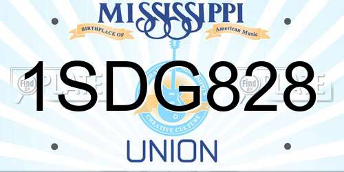 1SDG828 Mississippi License Plate